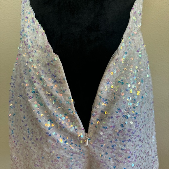Cloud Ten romper women large cowl neck open back sequin halter one piece white - Picture 4 of 13
